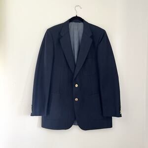 Vintage Lanvin men’s Navy Blue Two Button Blazer Jacket military gold